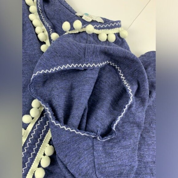 BODEN Carina Sleeveless Knit Mini Dress Navy/White Pom Poms Ric Rac Detail Sz 6R - Picture 6 of 11